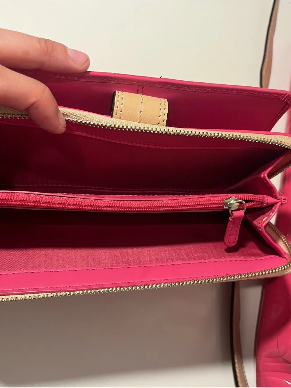 Coach Signature hot pink glossy leather purse and matching wallet SET